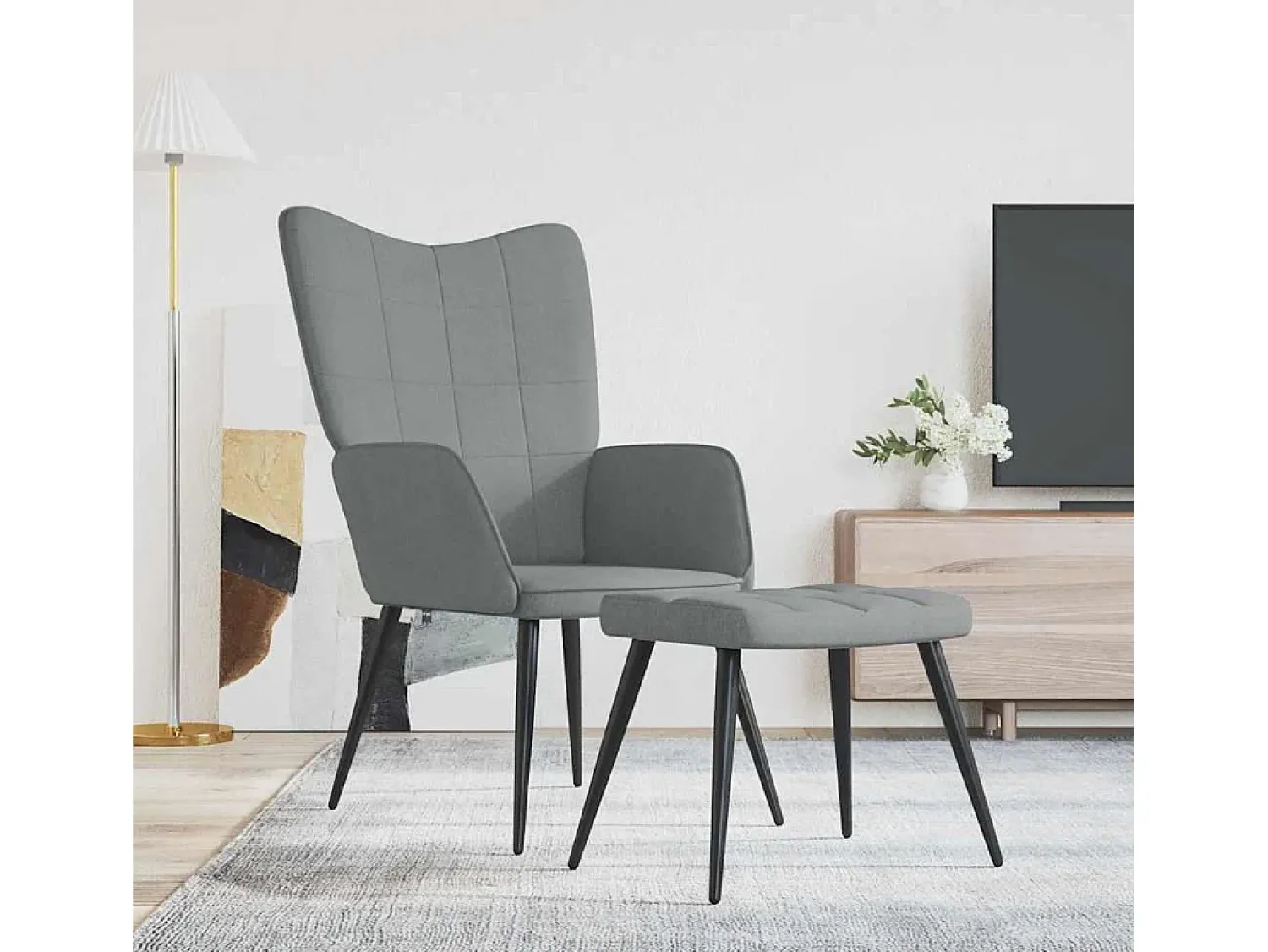 Poltrona | Cadeira Relax com banco tecido -claro SHL547769^ Poltrona