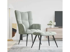 Poltrona* Poltrona | Cadeira Relax com banco veludo -claro SHL783002 Cinzento