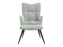 Poltrona* Poltrona | Cadeira Relax com banco veludo -claro SHL783002 Cinzento