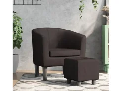 Poltrona| Poltrona | Cadeira Relax com apoio de pés couro artificial SHL857347 Castanho