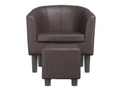 Poltrona| Poltrona | Cadeira Relax com apoio de pés couro artificial SHL857347 Castanho