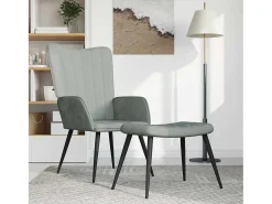Poltrona* Poltrona | Cadeira Relax com banco veludo -claro SHL312002 Cinzento