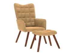 Poltrona| Poltrona | Cadeira Relax com banco veludo SHL591731 Castanho