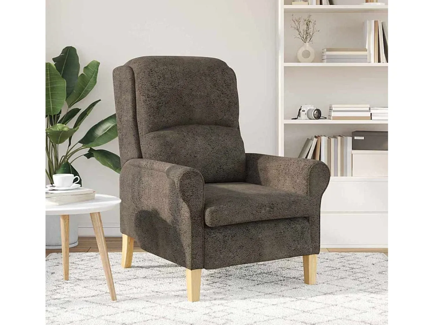 Poltrona | Cadeira Relax Cinzento escuro 76x94x102 cm Couro sintético SHL397749^ Poltrona