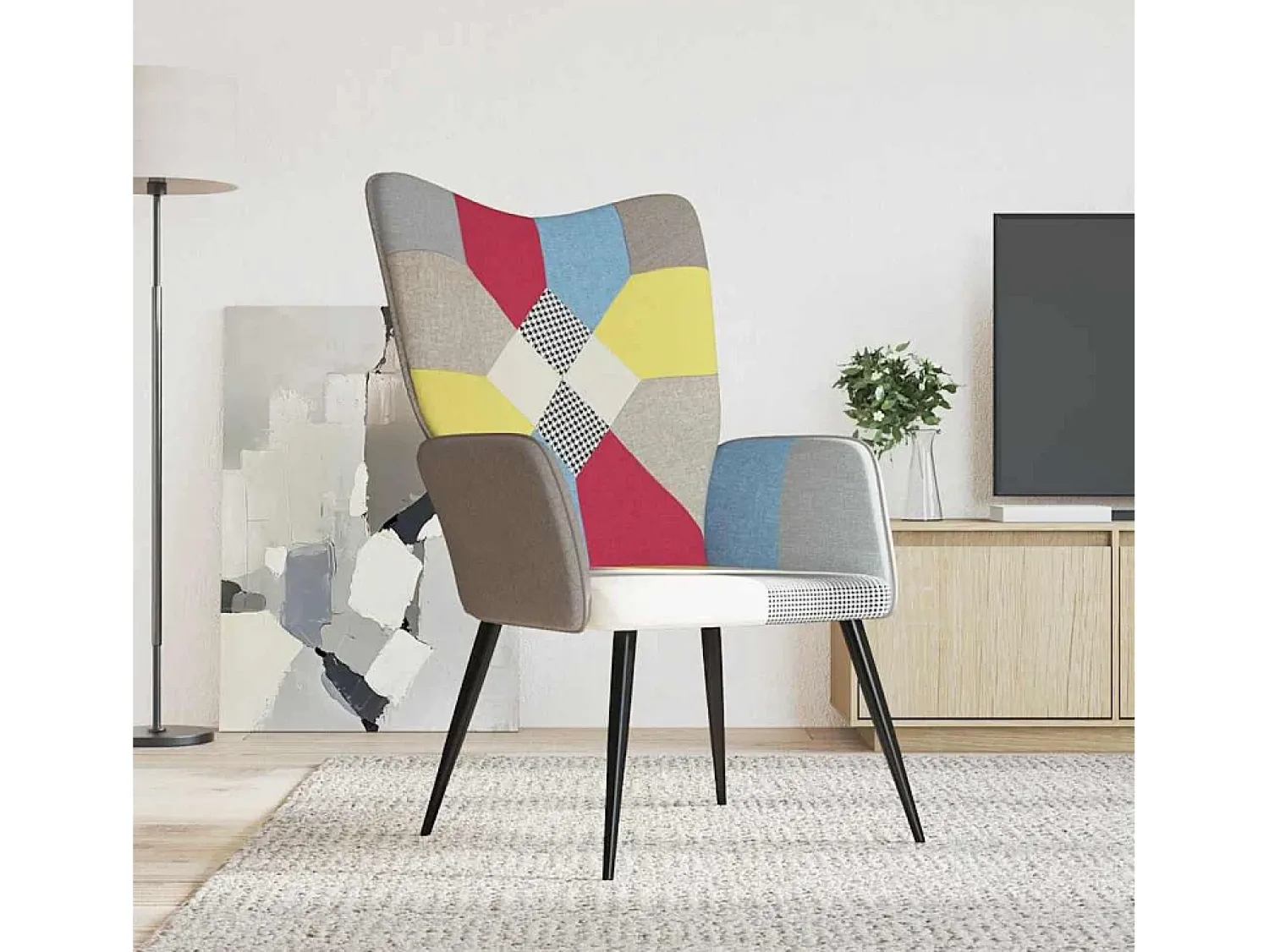 Poltrona| Poltrona | Cadeira Relax tecido de retalhos SHL346709 Multicor