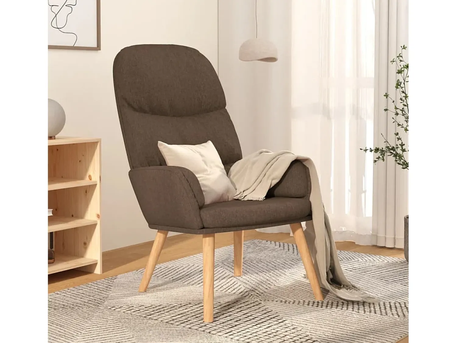 New Poltrona | Cadeira Relax tecido cinzento-acastanhado SHL339348 Taupe
