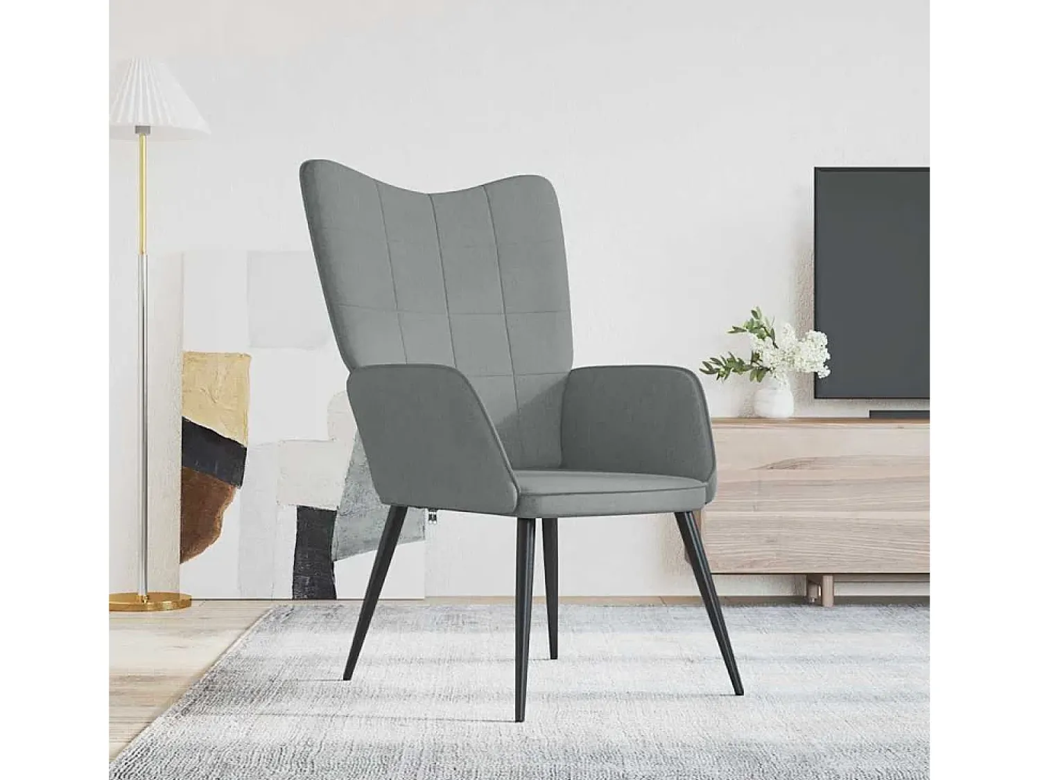 New Poltrona | Cadeira Relax tecido -claro SHL667581 Cinzento
