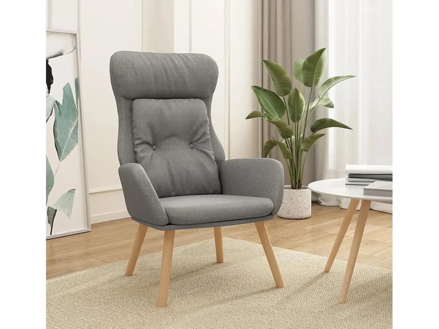 Poltrona | Cadeira Relax tecido -claro SHL383227 Cinzento