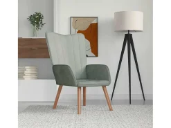 Poltrona | Cadeira Relax veludo -claro SHL895856 Cinzento