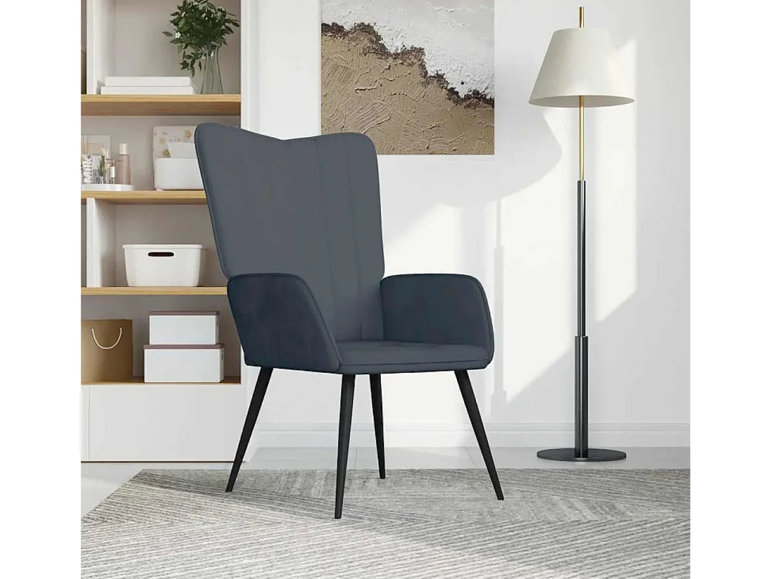 Outlet Poltrona | Cadeira Relax veludo cinzento-escuro SHL635181 Cinza antracite