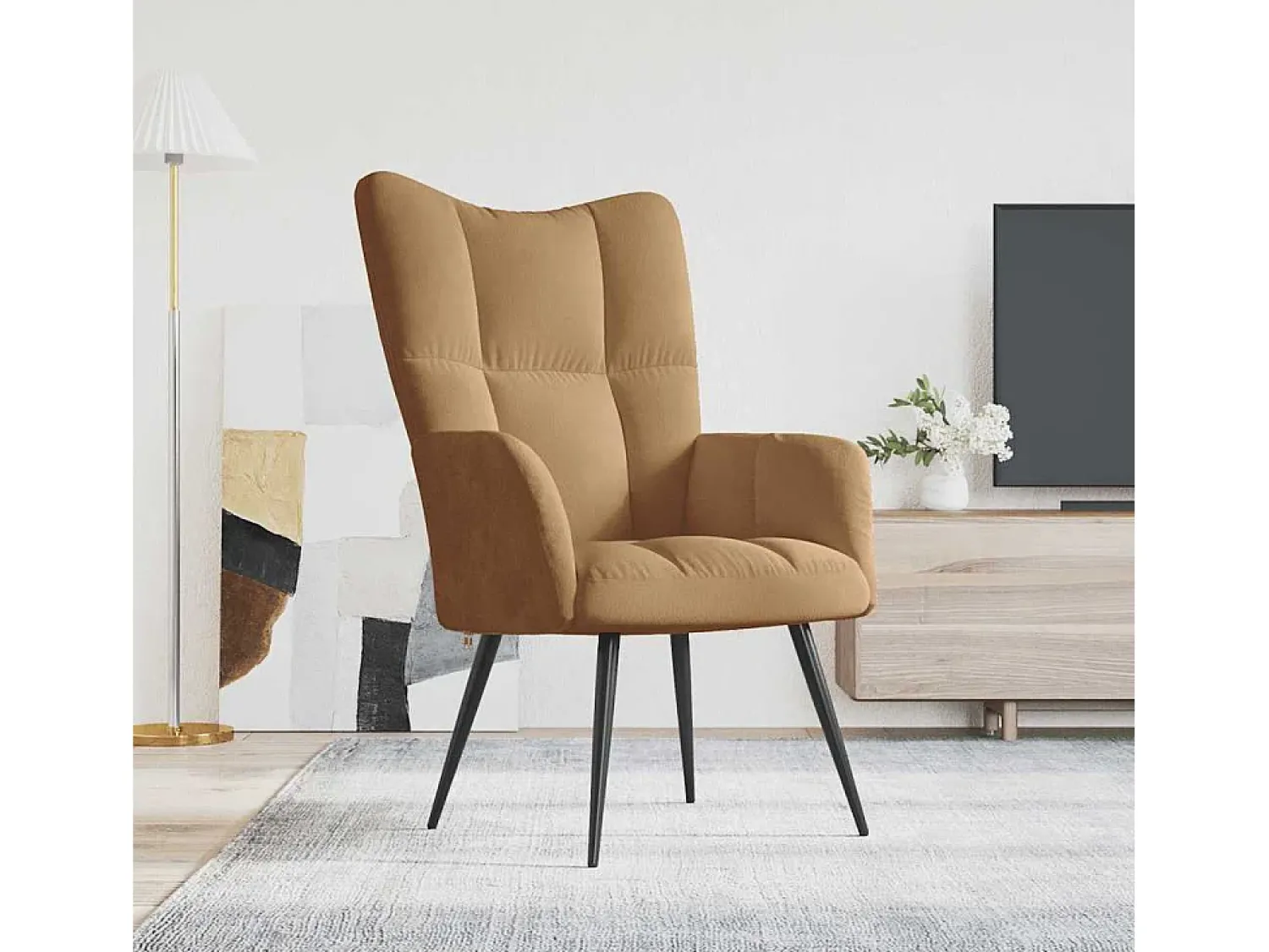 Outlet Poltrona | Cadeira Relax veludo SHL429789 Castanho