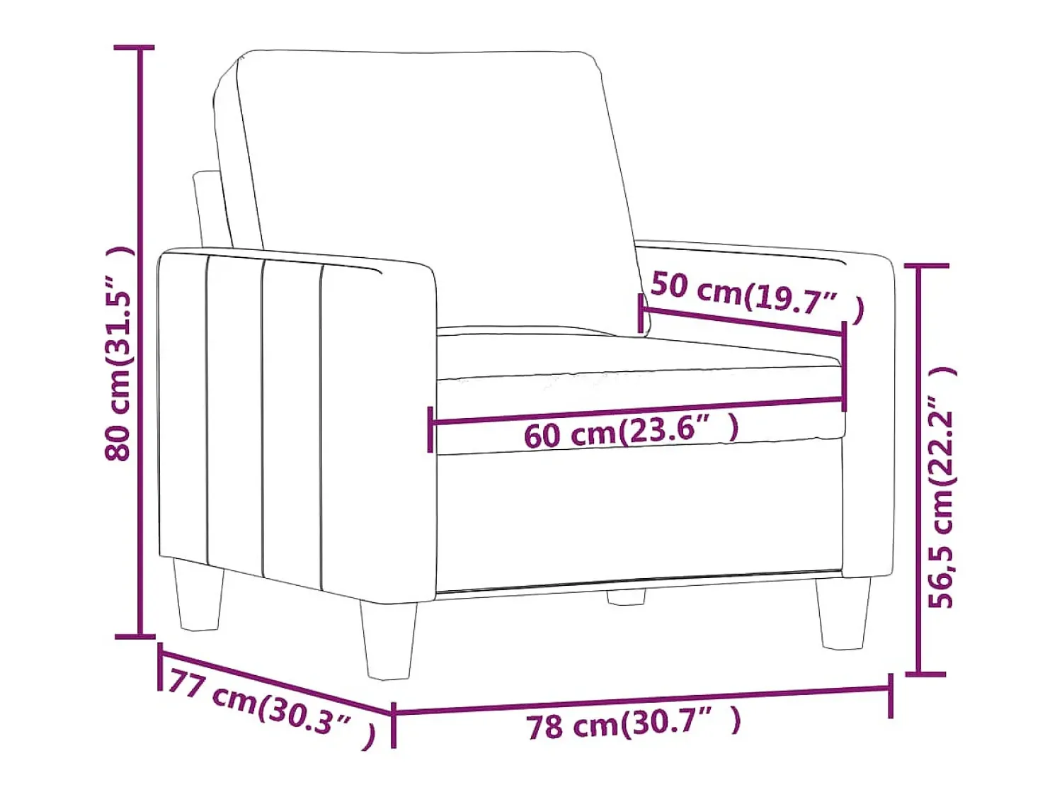 vidaxl Poltrona 60 cm couro artificial cappuccino^ Poltrona