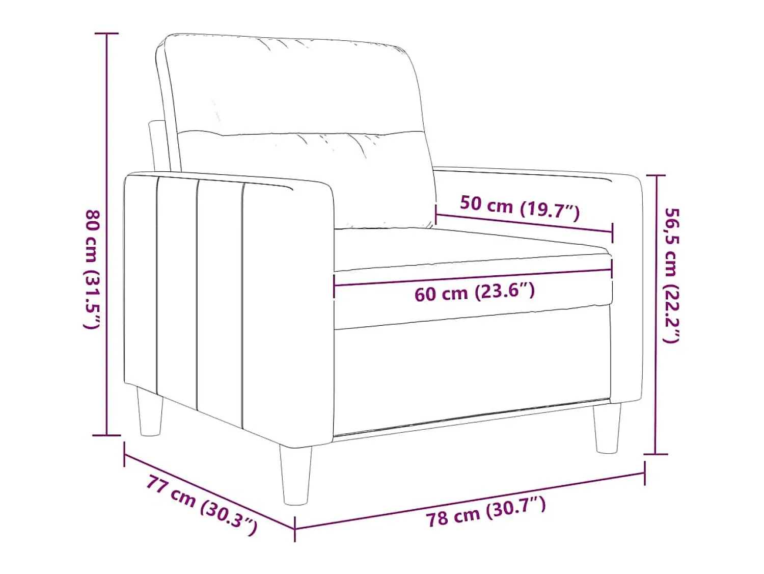 Poltrona*vidaxl Poltrona 60 cm tecido -escuro Cinzento