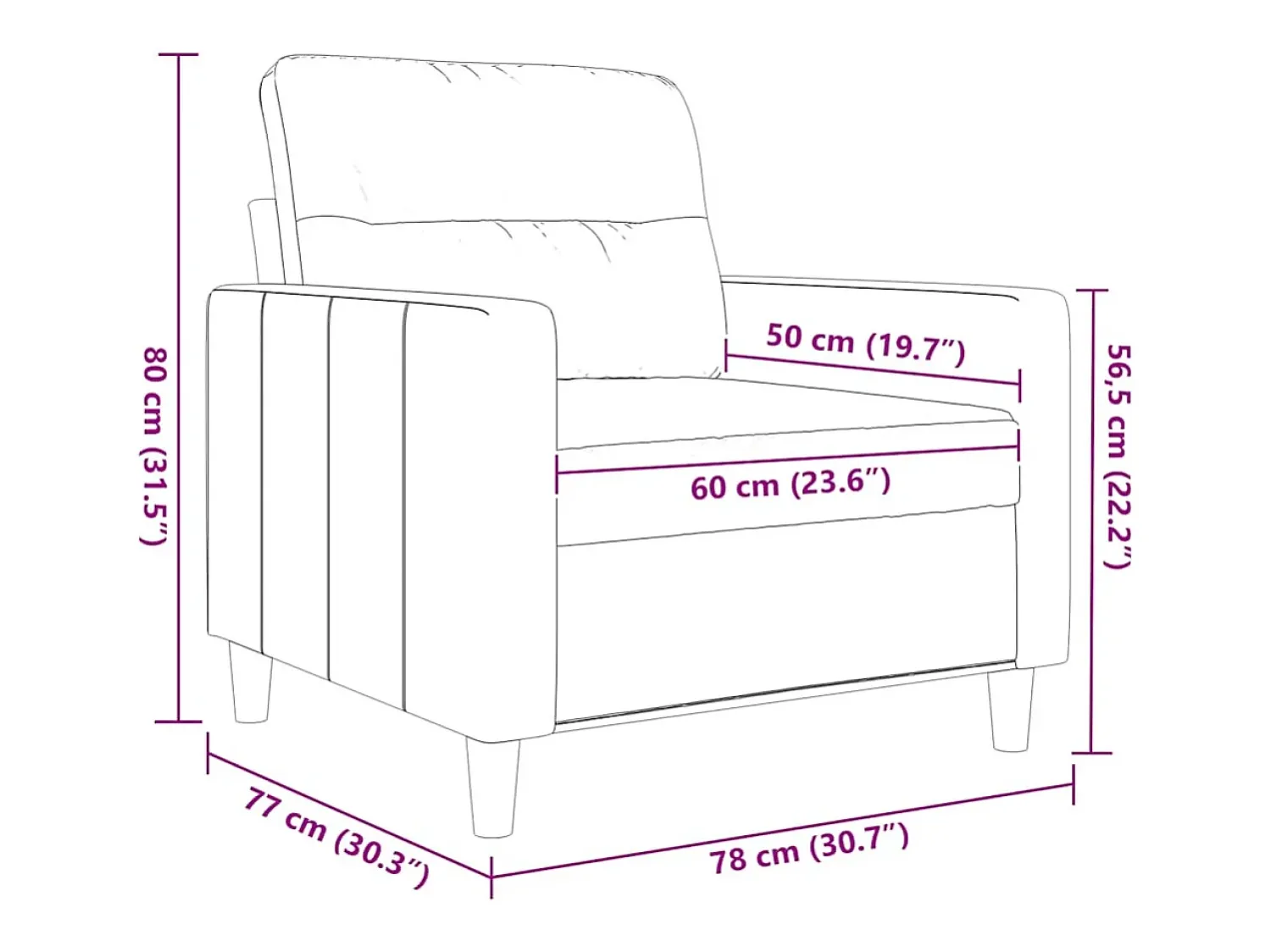 Poltrona*vidaxl Poltrona 60 cm tecido cor Creme