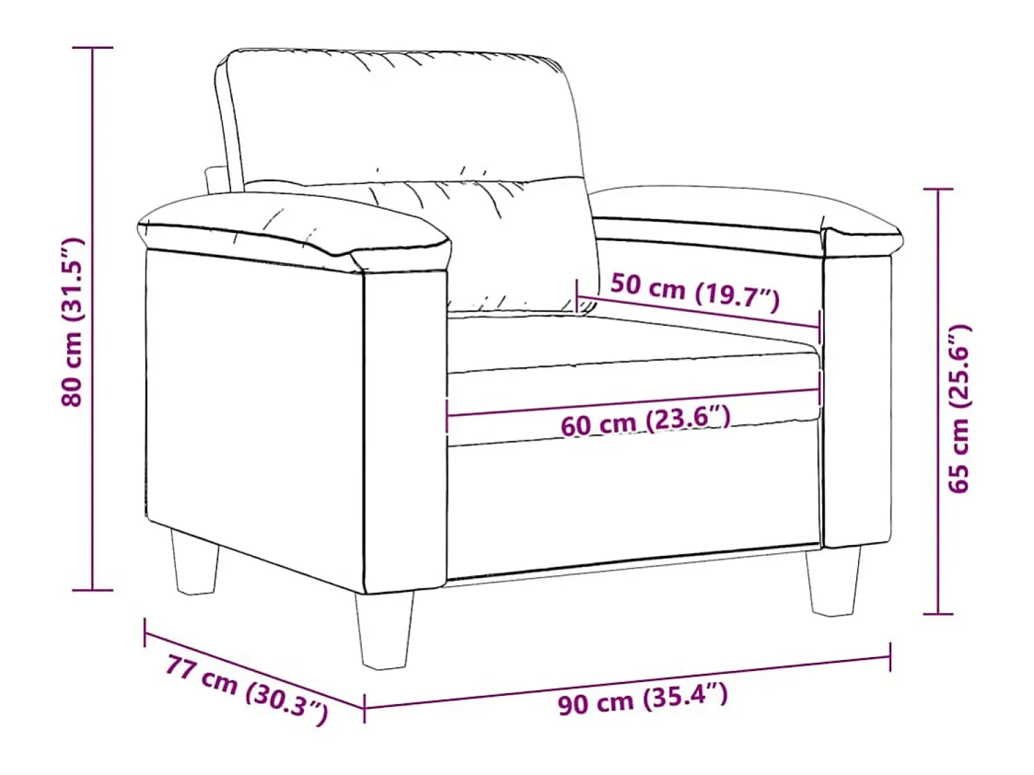 Poltrona|vidaxl Poltrona 60 cm tecido de microfibra cor Creme