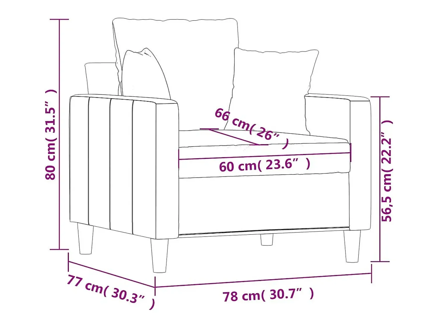 Poltrona*vidaxl Poltrona 60 cm veludo Castanho