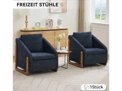 Hot Poltrona 057, poltrona de chenille com apoios de braço de madeira, 73,5 x 73,5 x 73,5 cm Azul