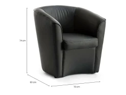Talamo Italia Poltrona Annaluna, Poltrona de sala de estar, 100% Made in Italy, Poltrona relaxante em couro ecológico, 70x60h74 cm,^ Poltrona