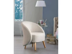 Poltrona*Talamo Italia Poltrona Annarella, poltrona lounge design, 100% Made in Italy, poltrona relaxante em tecido acolchoado, 70x60h80 cm, Bege