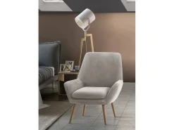 Talamo Italia Poltrona Annarita, poltrona lounge design, 100% Made in Italy, poltrona relaxante em tecido acolchoado, 80x70h95 cm, Cinza^ Poltrona