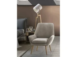Clearance Talamo Italia Poltrona Annarita, poltrona lounge design, 100% Made in Italy, poltrona relaxante em tecido acolchoado, 80x70h95 cm, cinza pomba Cinzento