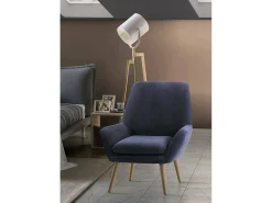 Poltrona*Talamo Italia Poltrona Annarita, poltrona lounge de design, 100% Made in Italy, poltrona relaxante em tecido acolchoado, 80x70h95 cm, Azul