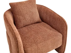 Hot Vente-unique Poltrona arredondada em tecido mesclado de cor LANITO Terracota