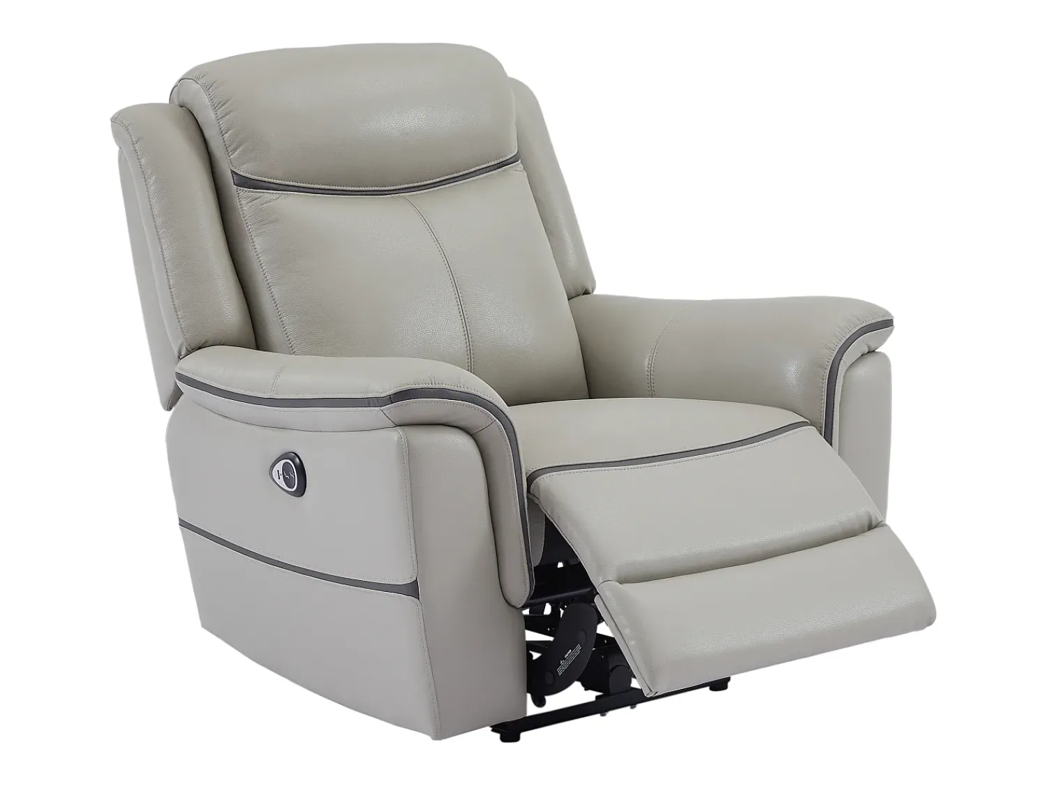 Poltrona|Vente-unique Poltrona articulada elétrica couro cor cinza-claro ADELIO Cinzento claro