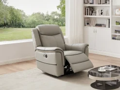 Poltrona|Vente-unique Poltrona articulada elétrica couro cor cinza-claro ADELIO Cinzento claro