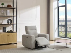Poltrona|Vente-unique Poltrona articulada elétrica em tecido cor cinza LORGITA Cinzento claro / Cinzento
