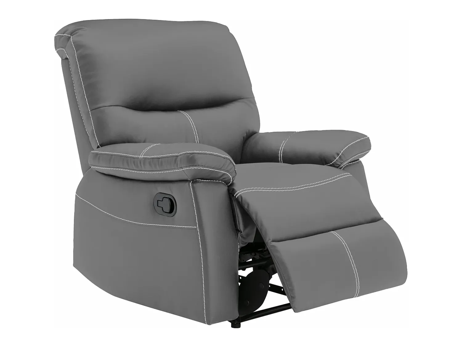 Best Vente-unique Poltrona articulada manual em pele sintética cinza CANBY Cinzento