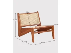 Poltrona|Nest Dream Poltrona baixa em madeira de teca e rattan natural - Compass - Teca Natural claro