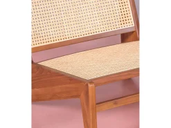 Poltrona|Nest Dream Poltrona baixa em madeira de teca e rattan natural - Compass - Teca Natural claro