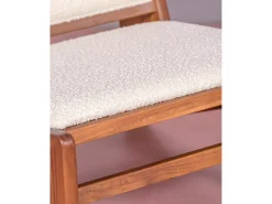 Discount Nest Dream Poltrona baixa em madeira teca e estofada em tecido bouclé - Compass - Branco