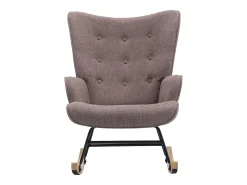 Discount Vente-unique Poltrona balanço tecido matizado pés balanço botões decorativos no encosto ELMINA II Taupe