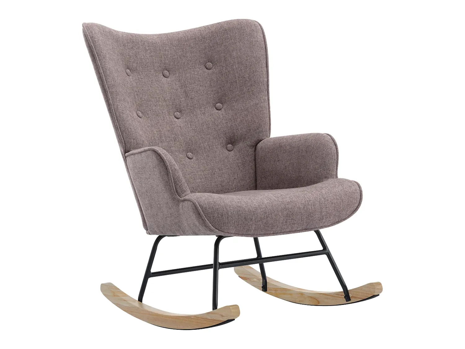 Discount Vente-unique Poltrona balanço tecido matizado pés balanço botões decorativos no encosto ELMINA II Taupe