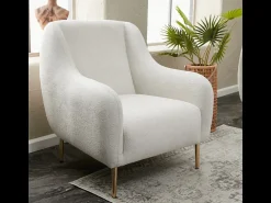 Poltrona*Concept-Usine Poltrona branca NEGAN com pernas douradas - Estilo contemporâneo e confortável Branco