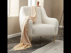 Poltrona*Concept-Usine Poltrona branca NEGAN com pernas douradas - Estilo contemporâneo e confortável Branco