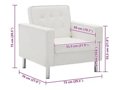 vidaxl Poltrona branca 75x70x75 cm couro sintético^ Poltrona