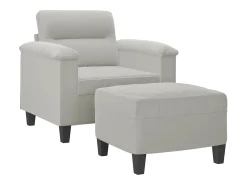 Poltrona c/ apoio de pés 60 cm tecido de microfibra cinza-claro PT808959^ Poltrona