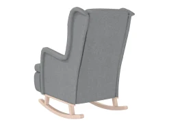 New vidaxl Poltrona c/ pés baloiço seringueira maciça tecido cinza-claro Cinzento