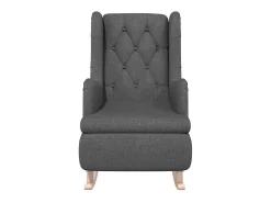 Clearance Poltrona c/ pés de baloiço seringueira tecido cinza-escuro PT185449 Cinzento