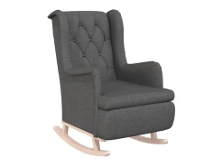 Clearance Poltrona c/ pés de baloiço seringueira tecido cinza-escuro PT185449 Cinzento