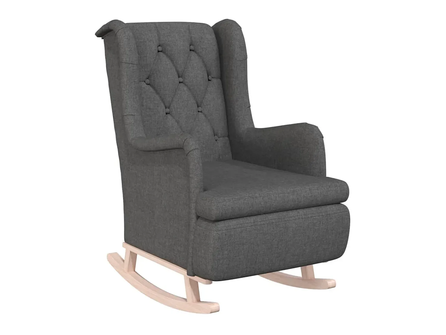 Clearance Poltrona c/ pés de baloiço seringueira tecido cinza-escuro PT185449 Cinzento