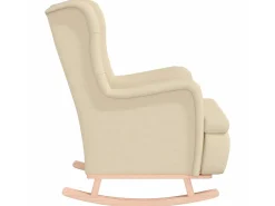 Poltrona* Poltrona c/ pés de baloiço seringueira maciça tecido cor PT530956 Creme