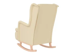 Poltrona* Poltrona c/ pés de baloiço seringueira maciça tecido cor PT530956 Creme
