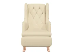 Poltrona* Poltrona c/ pés de baloiço seringueira maciça tecido cor PT530956 Creme
