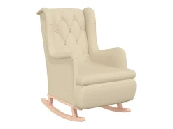 Poltrona* Poltrona c/ pés de baloiço seringueira maciça tecido cor PT530956 Creme
