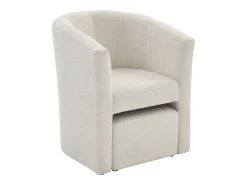 Vente-unique Poltrona cabriolet e pufe tecido bouclé estilo clássico intemporal - JOVANA^ Poltrona