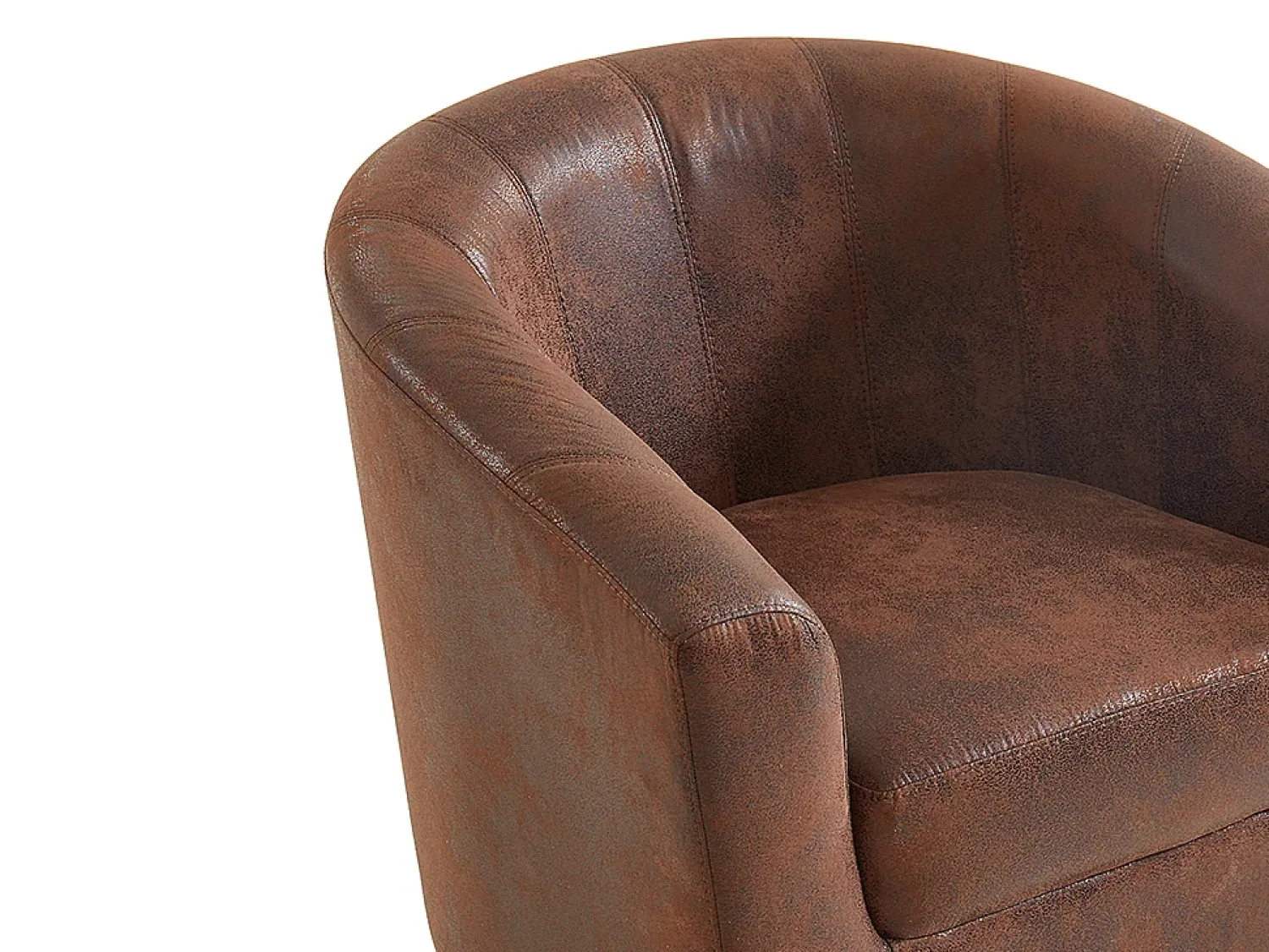 Poltrona|Vente-unique Poltrona cabriolet em microfibra envelhecida pesponto CRISTOBAL II Castanho